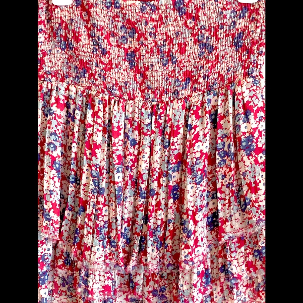 Vintage Free People Strapless Floral Tube Top/Skirt Tiered Front/Back Raw Hem - Picture 6 of 15